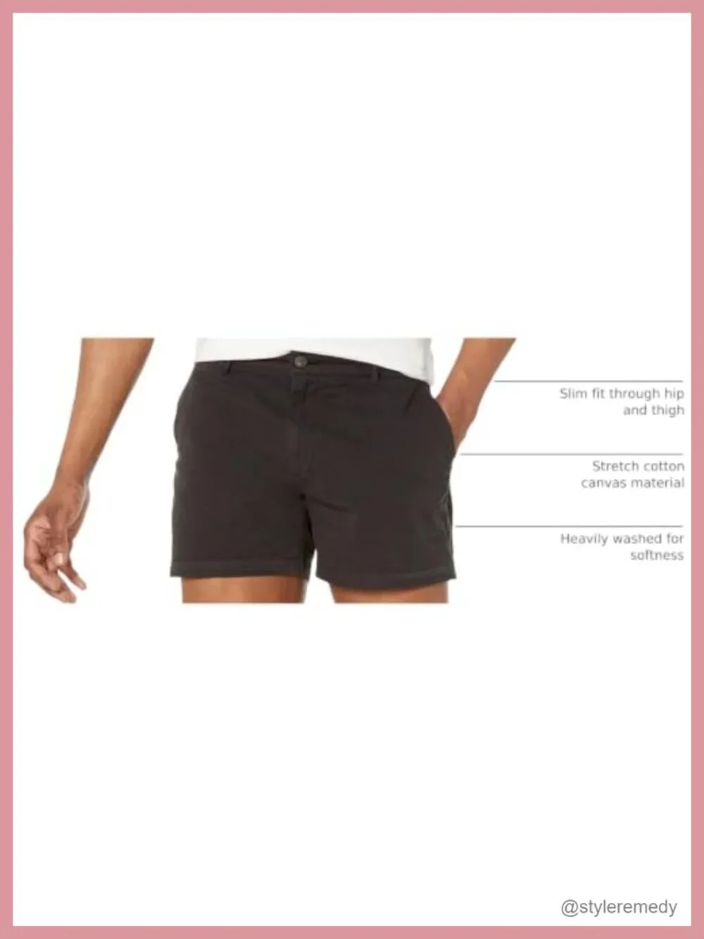 Men's Slim-Fit Stretch Cotton Canvas Flat Front Shorts 5-Inch Inseam